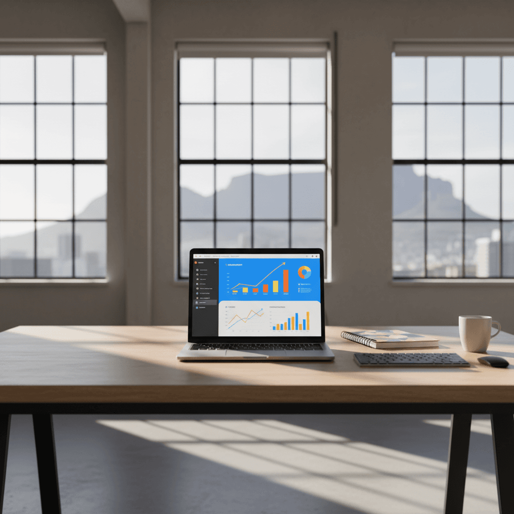 Social media professional analyzing campaign metrics on laptop