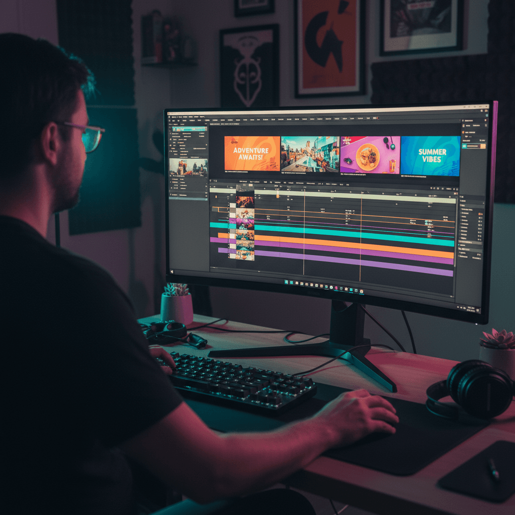 Video editor creating engaging social media reels
