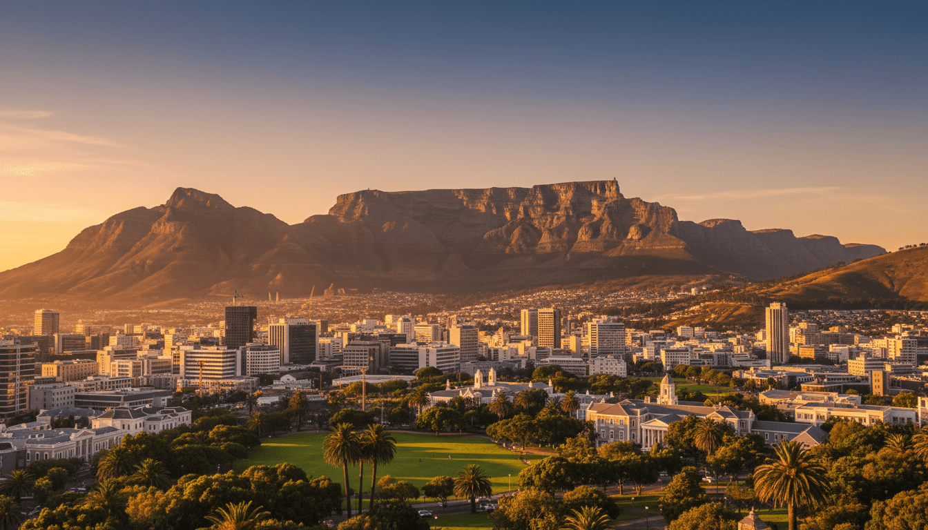Cape Town landscape featuring Table Mountain and city skyline